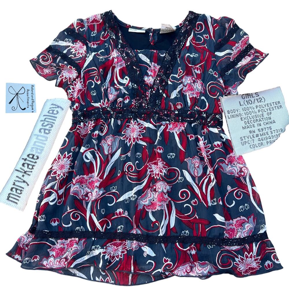 Mary-Kate and Ashley Floral Sheer Layered Top Kids Sz L (10/12)